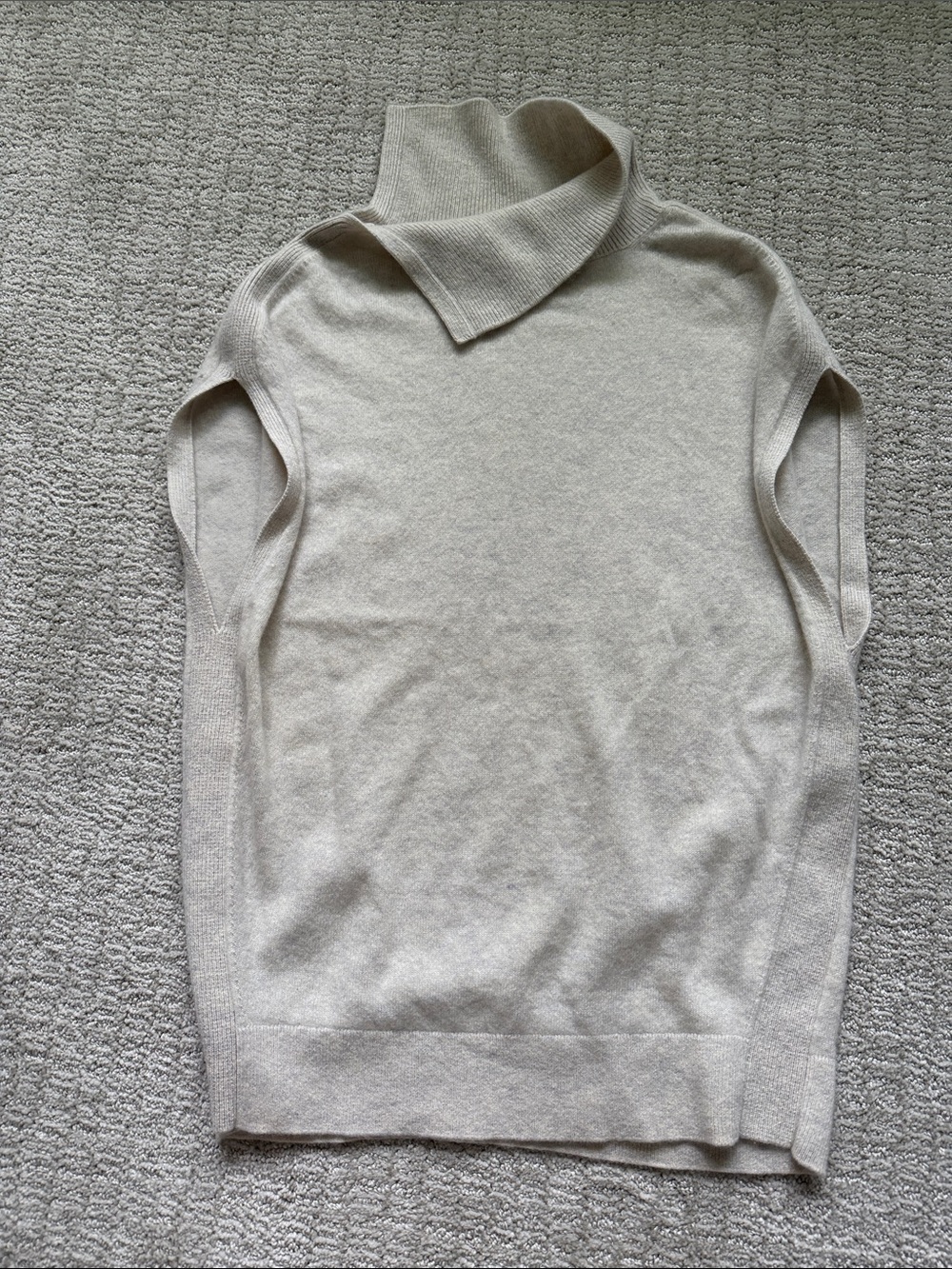Club Monaco Women's Sleeveless Turtleneck Sweater in Light Beige